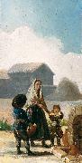 Francisco de Goya A woman and two children by a fountain china oil painting artist